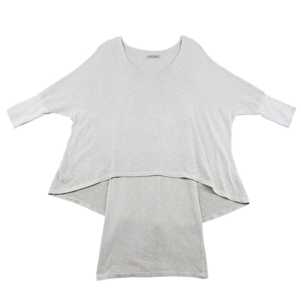 Polita Italy Oatmeal Beige 100% Cotton Oversized Layered High-Low Tunic Top